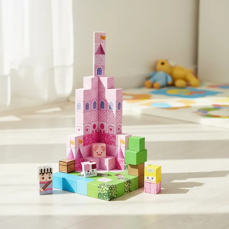 100Pcs Magnetic Blocks Free Assembly Pink Princess Castle 3D Creative DIY Decor STEM Gift For Girls Present Premium Box