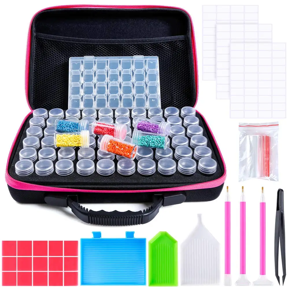 Diamond Painting  Accessory Case Tool  60 Bottles Organizer with tool kit pen tray glue