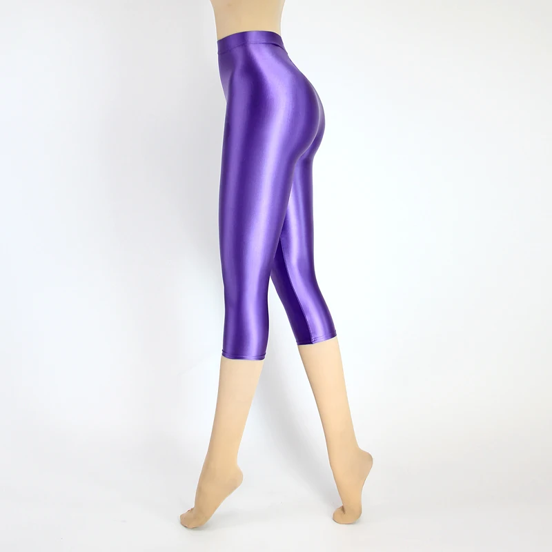 Satin Silky Smooth Women Pants Sexy Tight High Waist Gloss Pants Capris Yoga Sports Joggers Sweatpants Women Pants Bottoms image 3