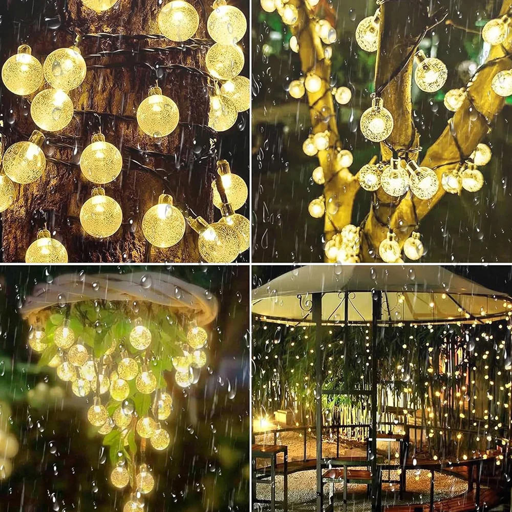 1pc Solar-Powered Bubble Ball LED String Light 20LED/30LED/50LED Waterproof Outdoor Garden Corridor Courtyard Decoration