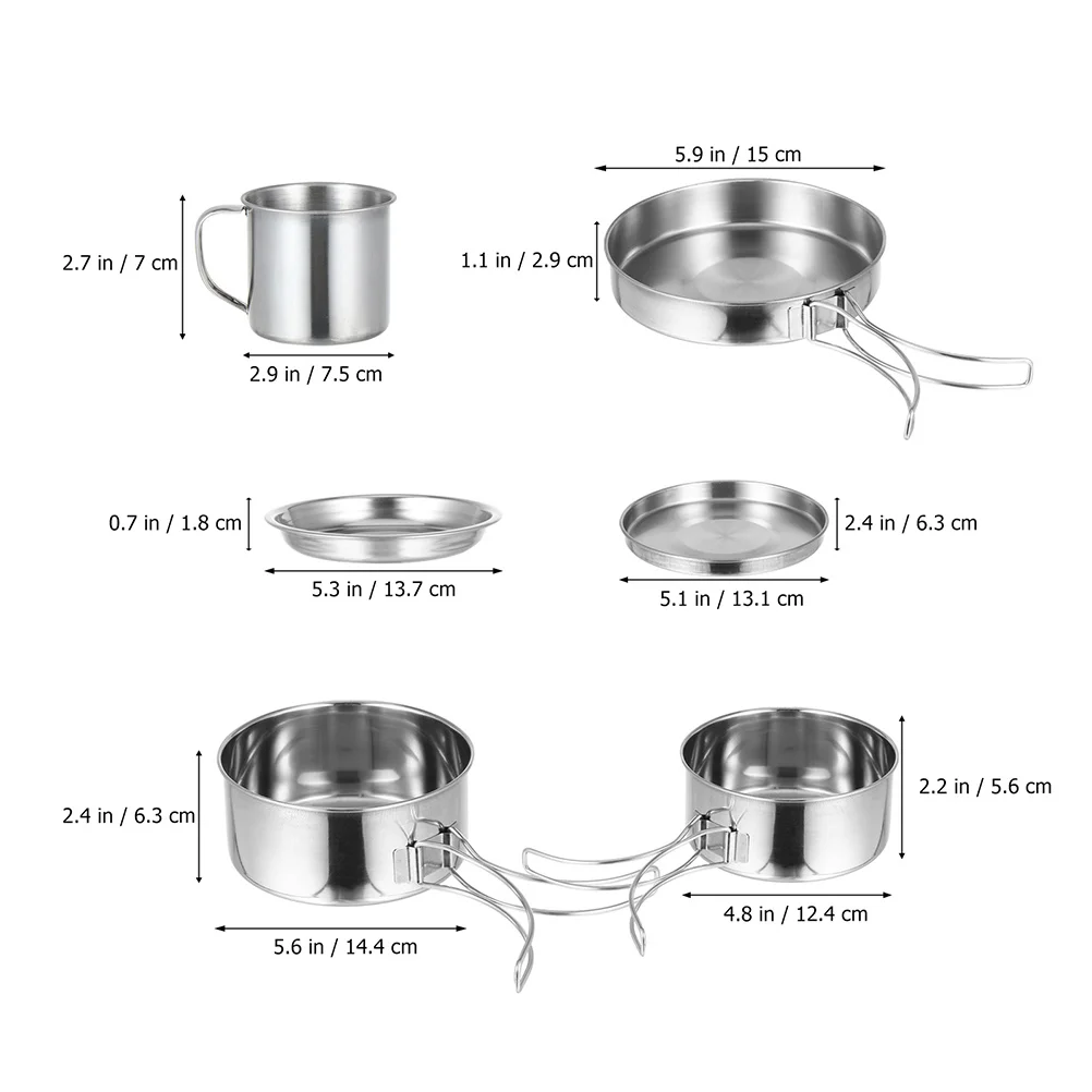 

1Set Outdoor Cooking Set Stainless Steel Camping Pot Kit Lightweight Wear Resistant for Picnic Hiking Backpacking Trips