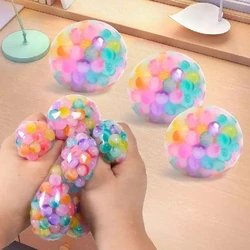 Kid TPR 6Cm Sensory Makaron Squeeze Water Ball Stress Relief Fidget Promo Gift Squish Rainbow Color Bead Pinch Decompression Toy