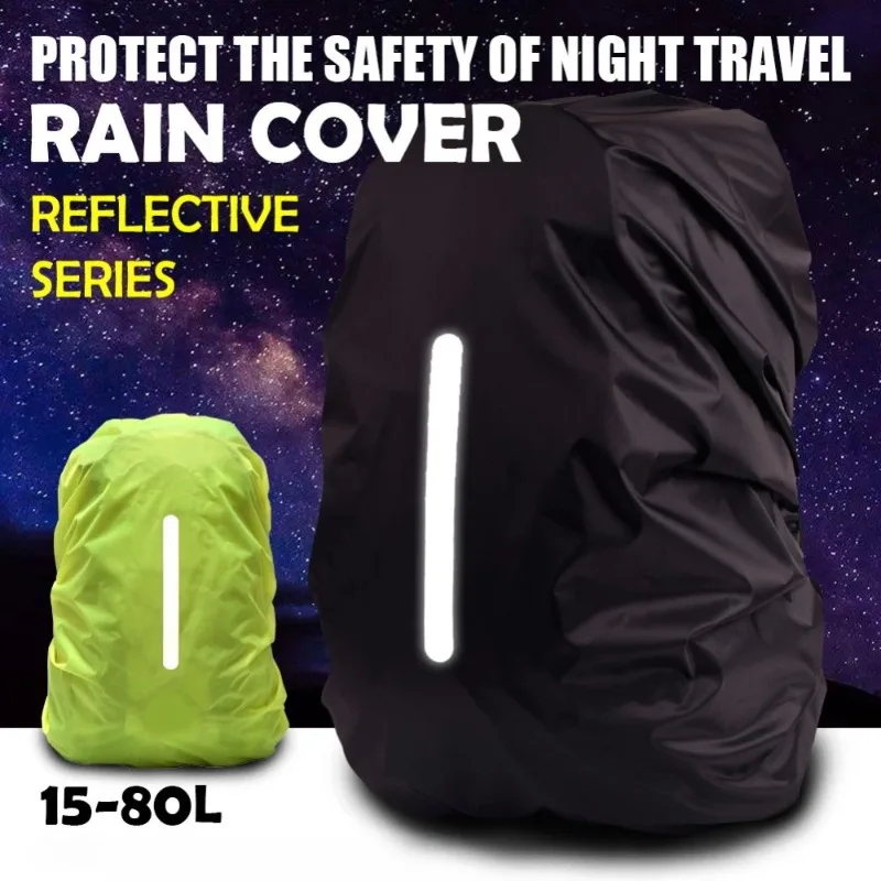 Reflective Waterproof Backpack Rain Cover Outdoor Sport Night Cycling Safety Light Rain Cover Case Bag Outdoor Camping Hiking 