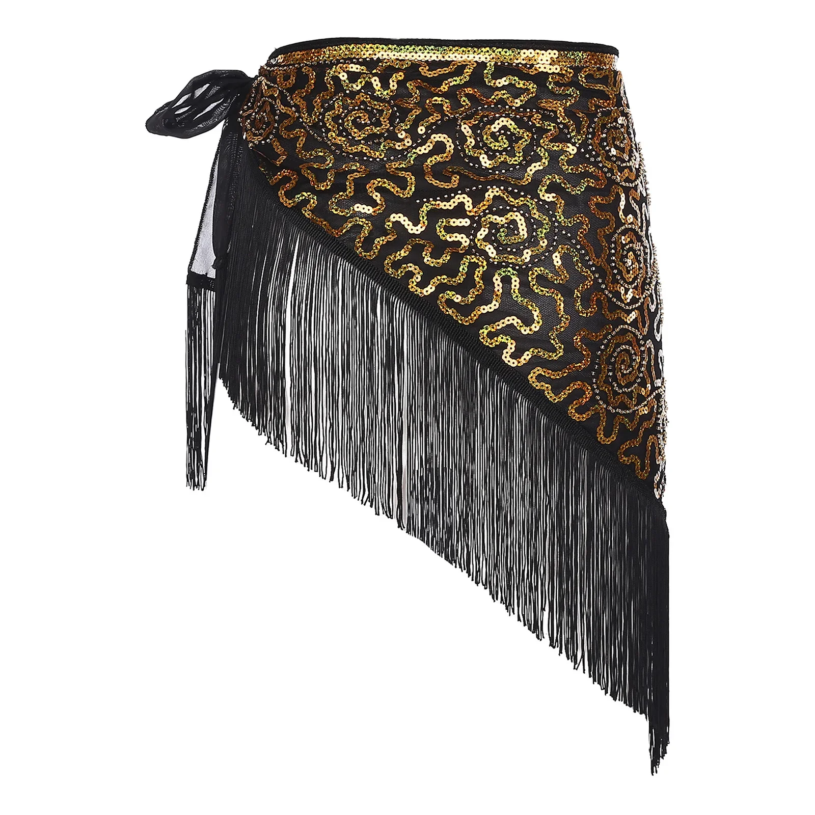 Feminino dança do ventre hip cachecol cinto borlas lantejoulas cintura corrente rendas envoltório saia festival de música palco desempenho mostrar traje