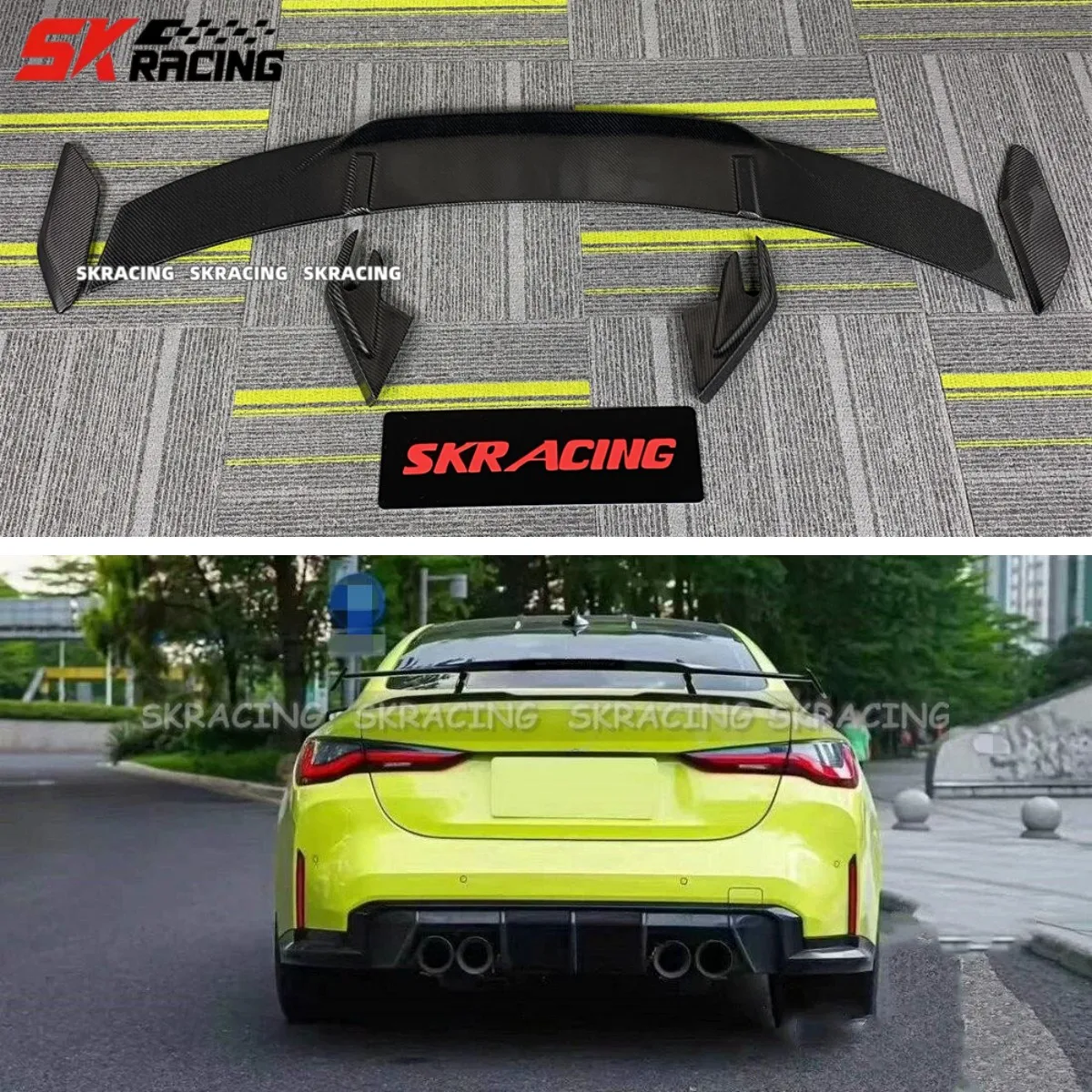 New GT-Style Real Forged Carbon Fiber Rear Trunk Spoiler Tail Racing Wing Fits For 2021-22 BMW G22 4 SERIES 430i G82 M4 Bodykits