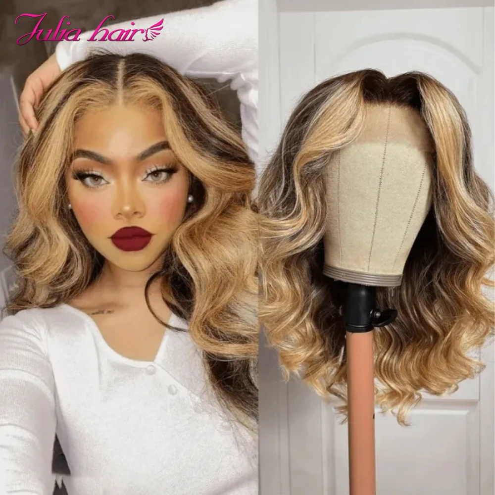 

Julia Hair Ombre Blonde Fluffy And Bouncy Body Wave Wig 13x4 Brazilian Hair Lace Front Wig Human Hair Wig With Dark Roots