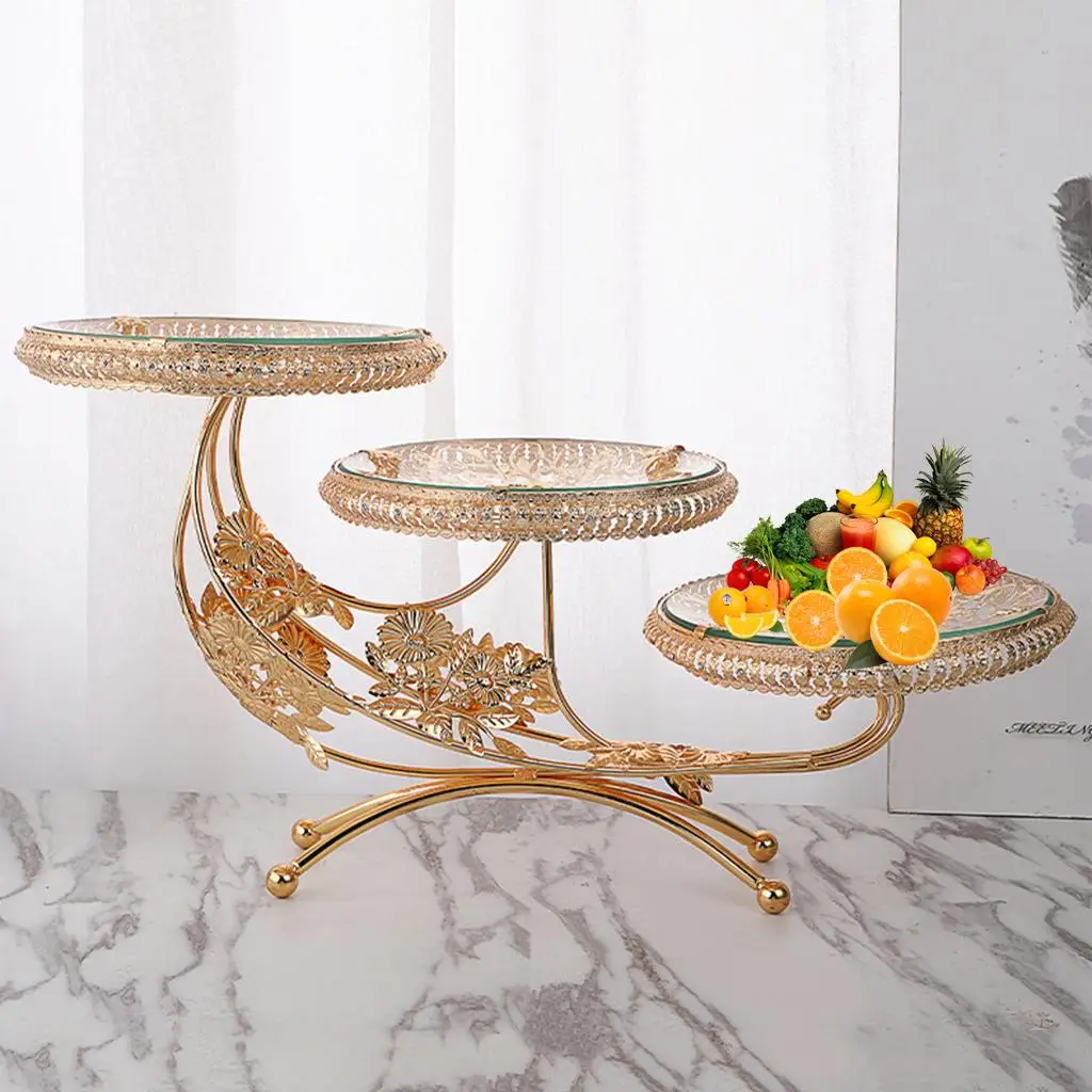 Luxury Glass Fruit Bowl Storage Display Serving Plate Hotel Party Birthday