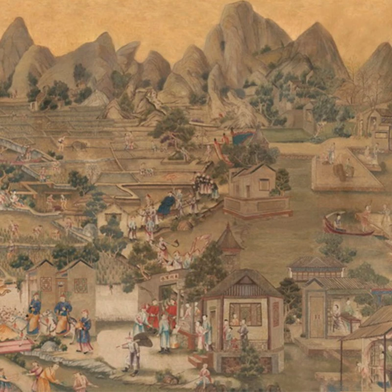 

Approximately the same as the Qing Dynasty export wallpaper purely hand-painted Chinese style hand-painted wallpaper