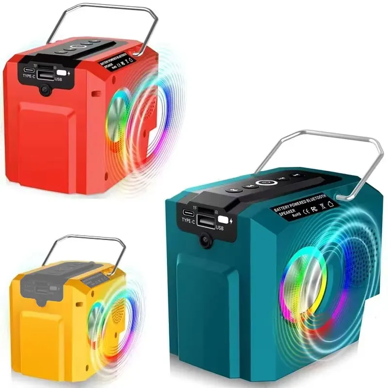 

Cordless Speaker Bluetooth-compatible Speaker With USB Type-C Port For Dewalt/Milwaukee/Makita/Bosch 18V 20V Battery(No Battery)