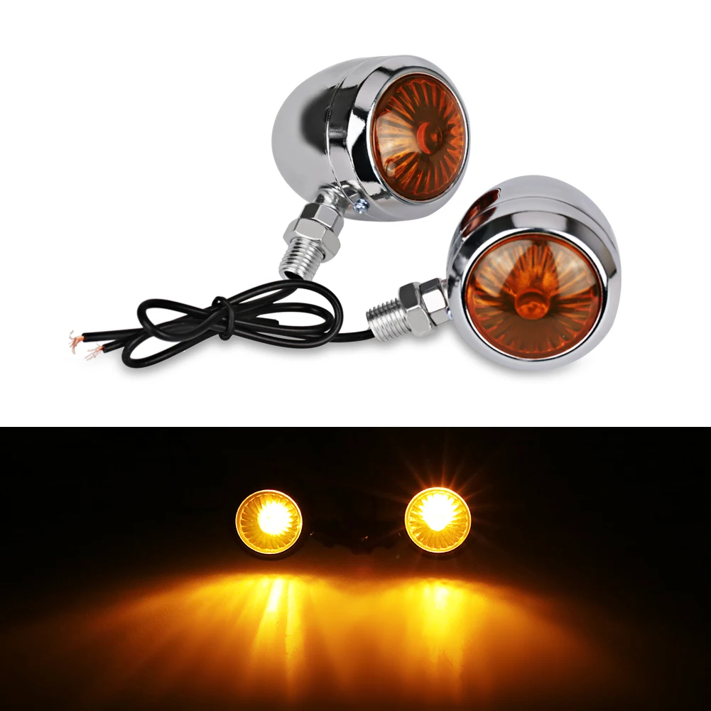 4PCS Retro Motorcycle Turn Signals Motorcycle Accessories Universal 12V Single Wire Turn Signals Lights For Cafe Racer Harley