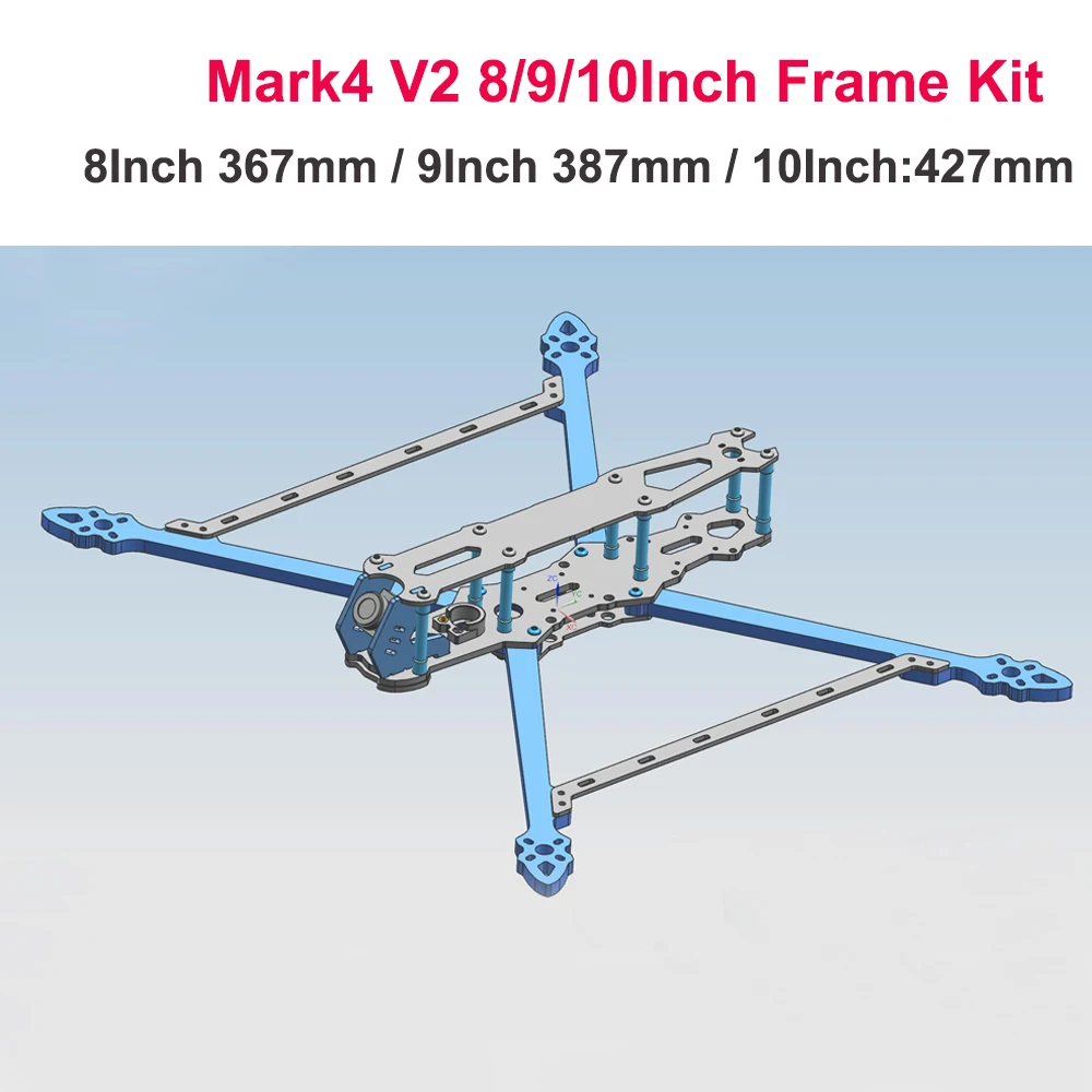Mark4 V2 Mark 4 8 Zoll 367mm 9 Zoll 387mm mit 6mm Arm / 10 Zoll 427mm mit 7,5mm Arm FPV Racing Drohne Quadcopter Freestyle Rahmen-Kit – Detail 3