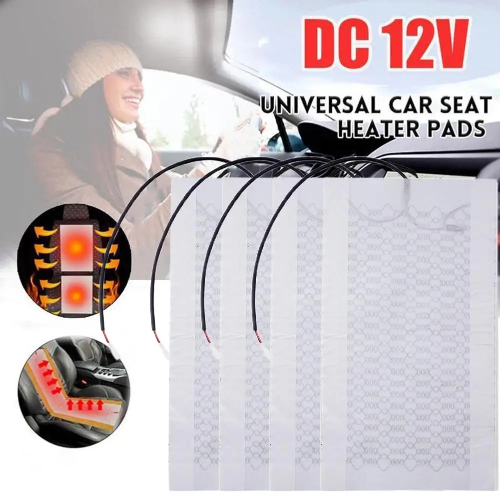 Built-in Car Seat Heater Kit Universal 12V Carbon Fiber Heating 3 Pads Square Seats Control Switch Dual Fit 2 Levels System J9I7