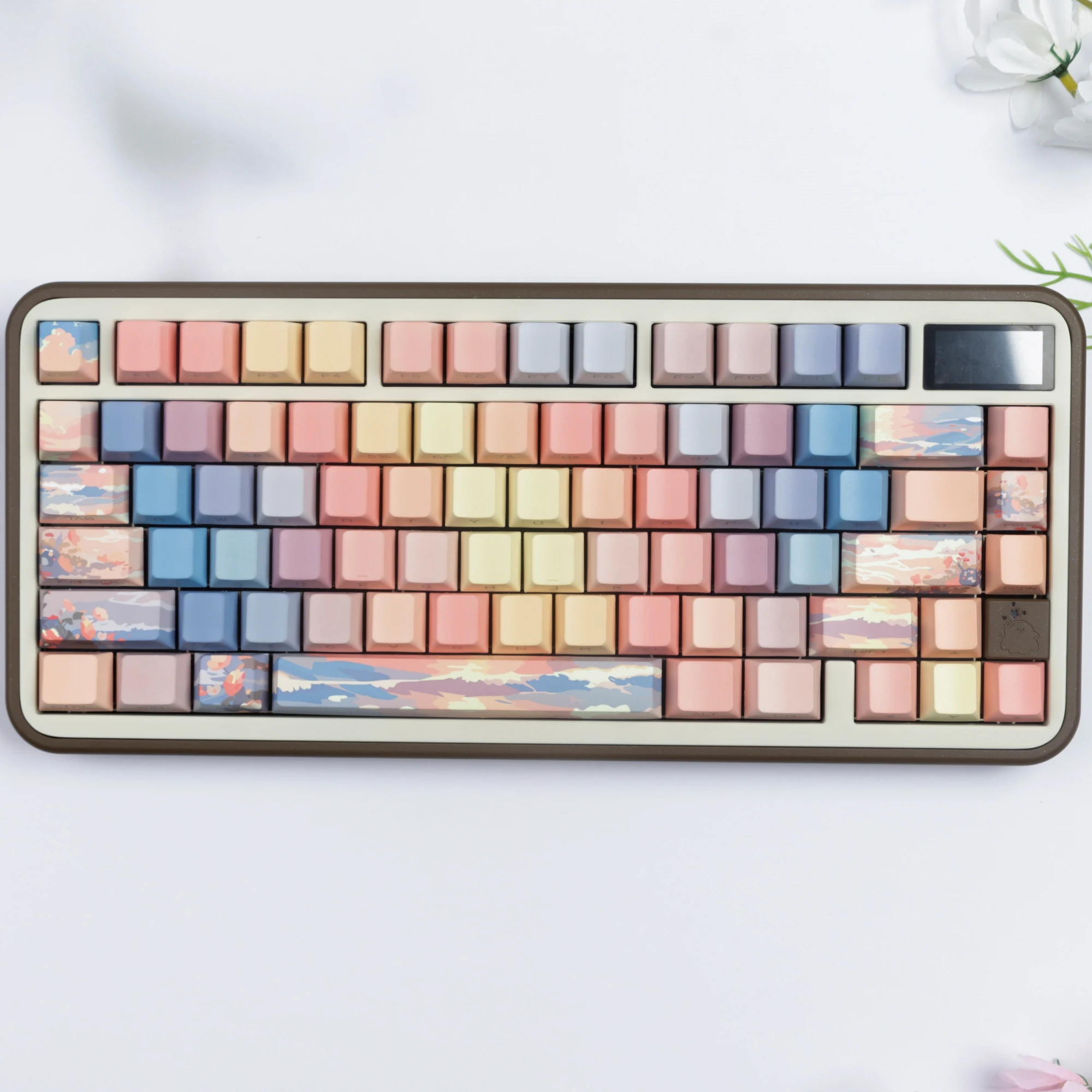 Double Shot Side Letters Keycaps, Material PBT, Dye-Sub, Perfil de Cereja, Layout ISO ANSI, Big Set, Pôr do Sol para Fazer Chaves