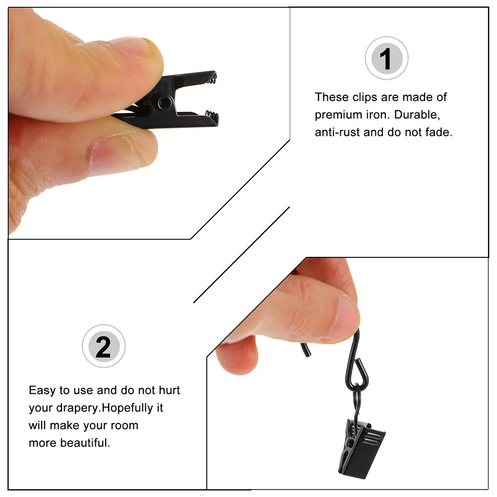 

40Pcs Curtain Hooks Clips S Hooks Hanging Clips for Curtains Photos Lights Banners High Grade Iron Smooth Finish