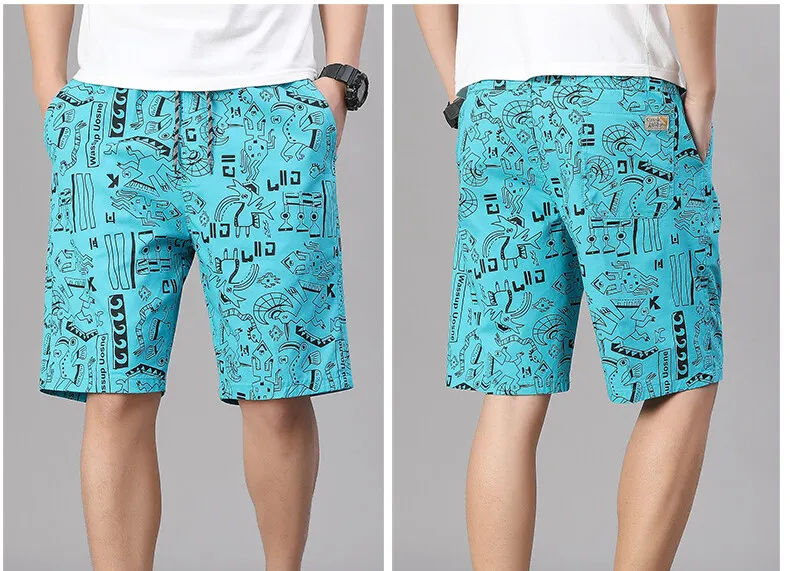 Herren-Shorts aus 100 % Baumwolle, Shorts mit elastischem Bund, lässige Shorts, bedruckte Strandshorts, bequeme Shorts, Laufshorts, Baumwoll-Sweatshorts – Detail 5