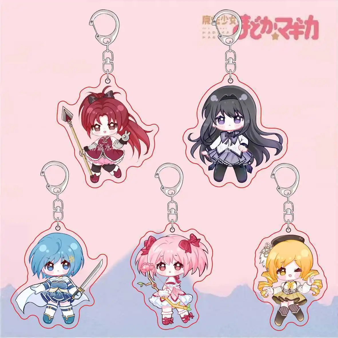 

5Pcs Puella Magi Madoka Magicchain Collection Pendant Toys Keyrings Student School Bag Cute Cartoon Boy Girl Gift