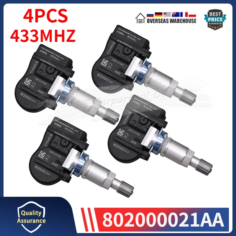 

433 МГц TPMS 802000021AA для 2020-2025 Chery Arrizo 5 Plus Tiggo 3X EXEED LX 2016-2021 Geely Emgrand GL Датчик давления в шинах 4 шт.