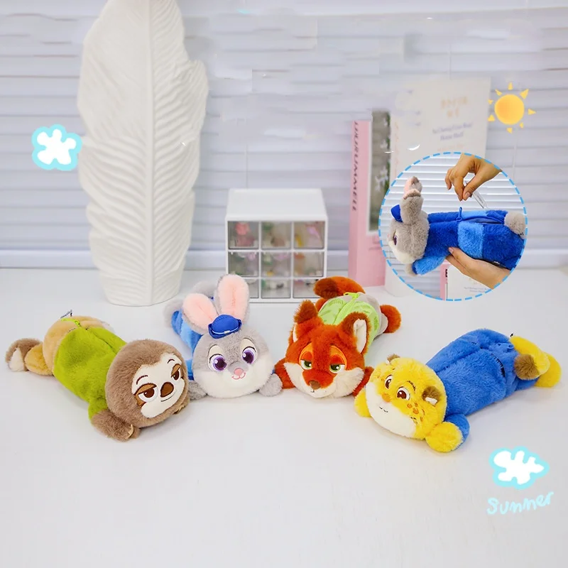 

28cm Classic Anime Genuine Zootopia Plush Doll Storage Pen Case Stuffed Animals Keychain Bag Christmas Birthday Gifts