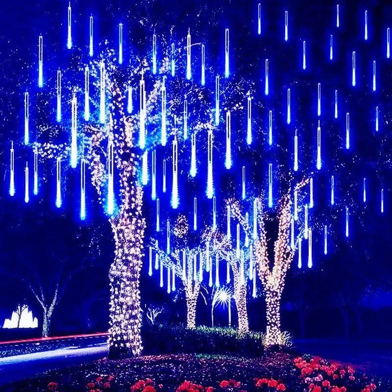 Meteor Shower Rain Lights, 8 Tubes LED, 220V, 110V, Falling Raindrop, Degradation String Light, Holiday Party, Decor for Christmas, 1Pc