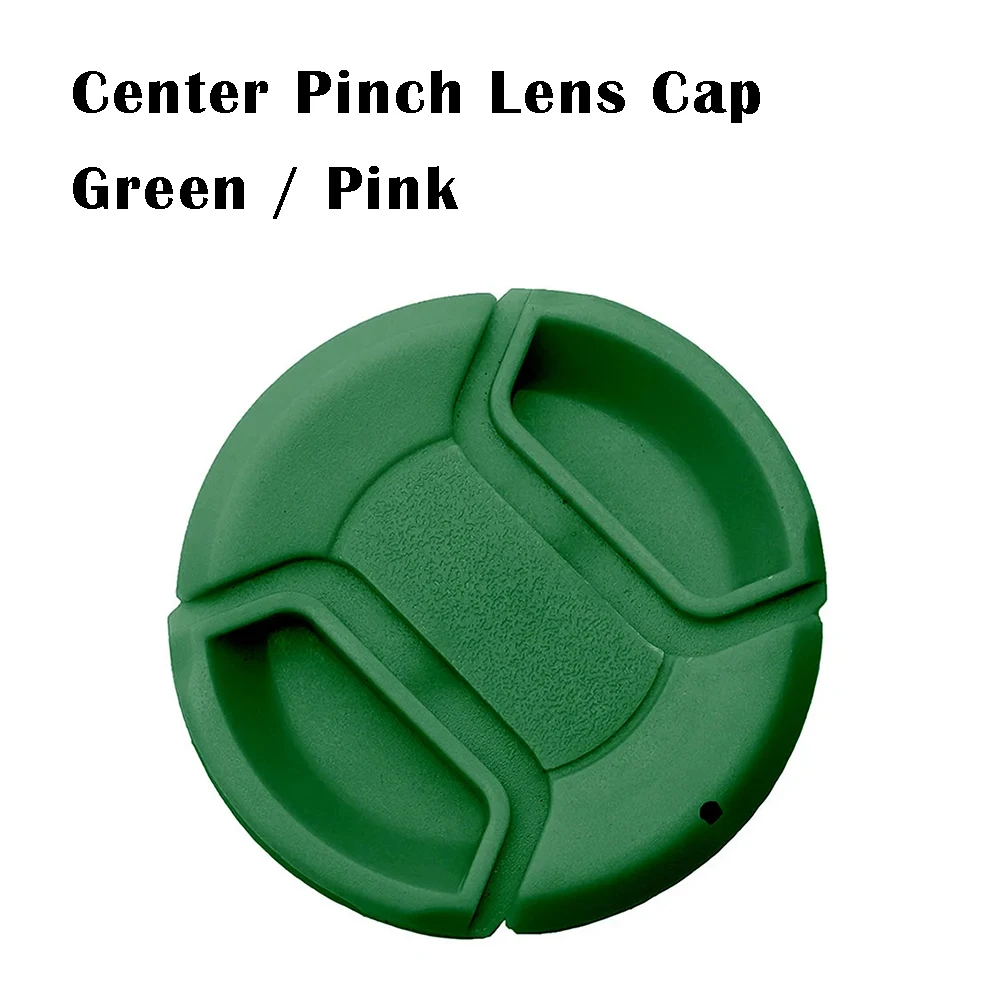 Pink / Green Colorful Center Pinched Lens Cap Cover Lid Universal Center-Pinched 37 40.5 43 46 55 62 72 77 82 86 mm