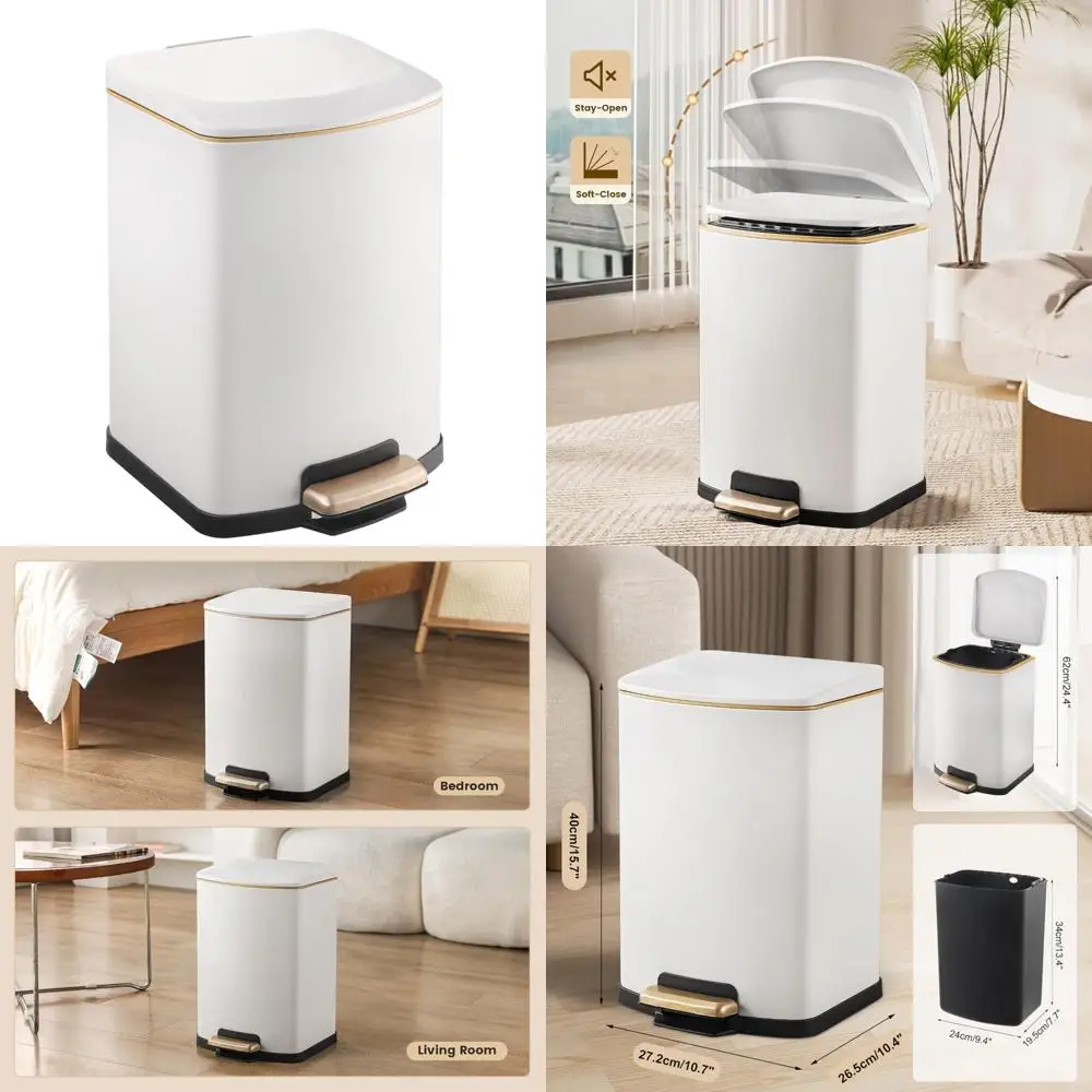 

Stainless Steel Pedal-Operated 4 Gallon Bathroom Trash Bin with Removable Lid