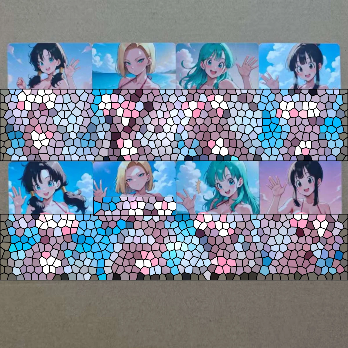 

8PCS/Set Sexy Cards Biniki Girl Beach Ocean Girl Videl‌ Chichi Mosaic-free ACG Android 18 Double Sided NSFW Card Collectible 18+