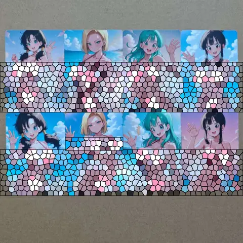 Set di 8 Carte Sexy con Ragazze in Bikini, Ragazze da Spiaggia e Ragazze Oceaniche ‌   Chichi Mosaic-free ACG Android 18 Carta Collezionabile Bifacciale NSFW 18+