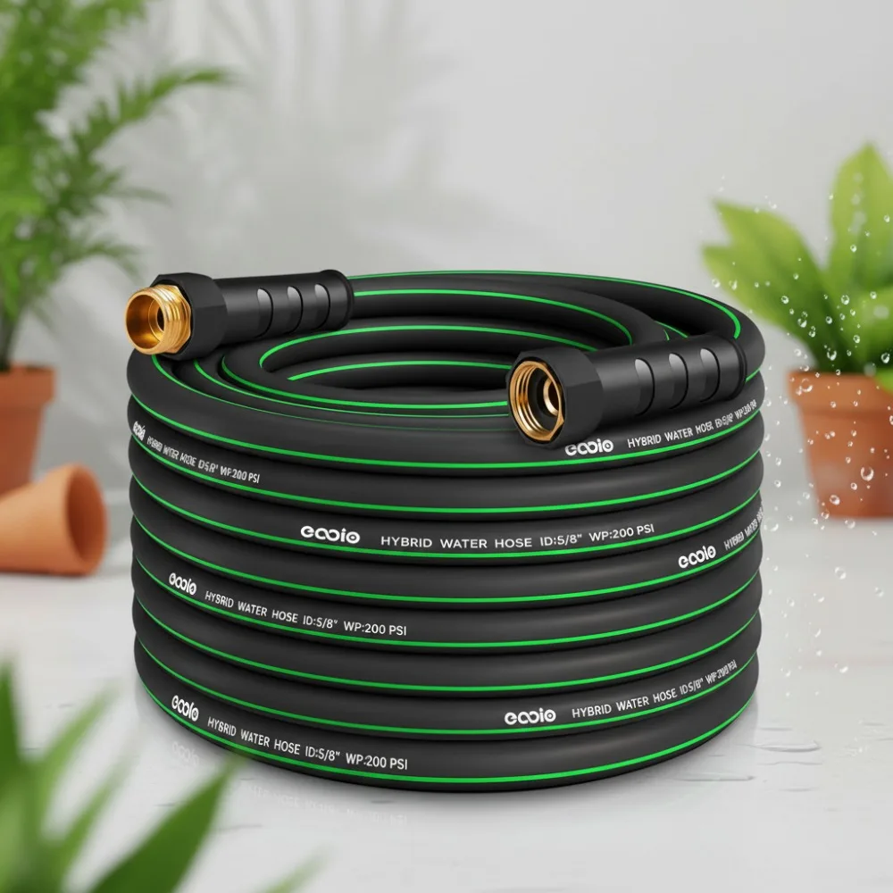 

75ft Heavy Duty Garden Hose, Kink Resistant Flexible Water Pipe, Lightweight Non-Expandable with Leakproof Fittings