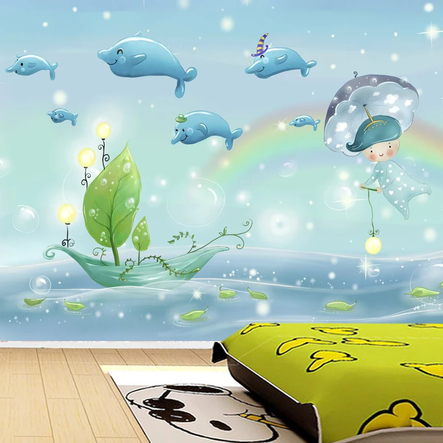 

Cartoon Sea Animal Whale Custom Peel and Stick Wallpapers Accept for Living Room Boys Nursery Wall Papers Home Decor Background