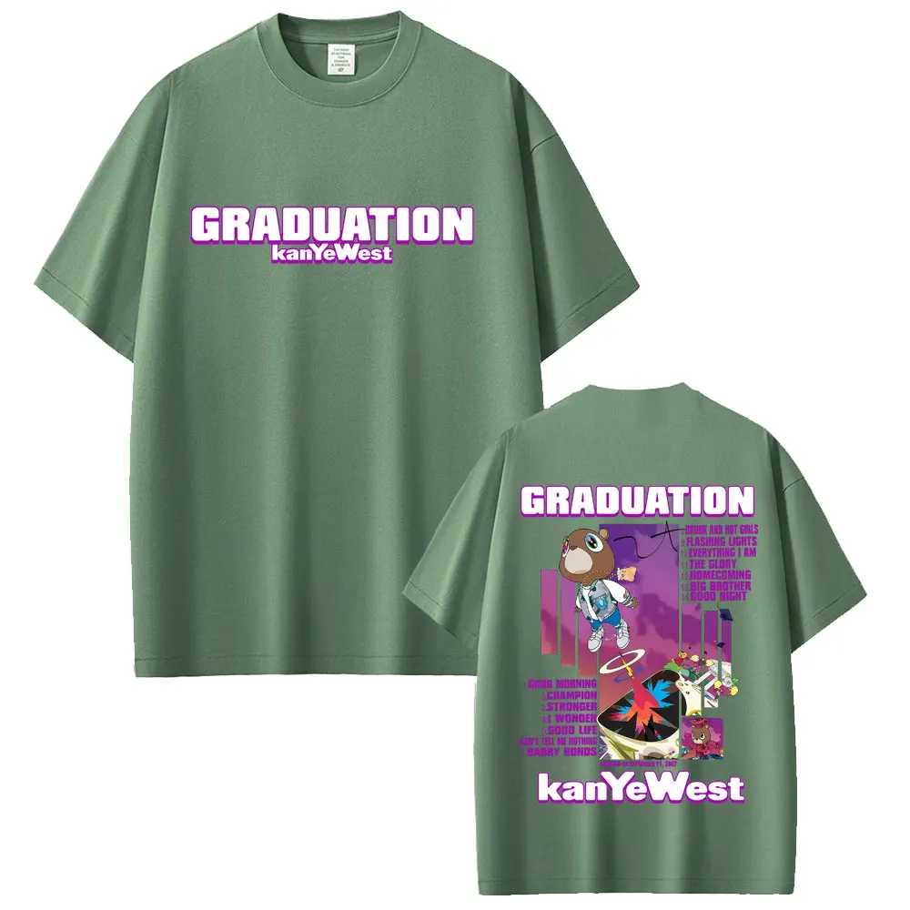

Rapper Kanye West Graduation Bear Graphic T-shirts Men Hip Hop Fashion Pop Music T Shirts Men's Casual Cotton Vintage T-shirt