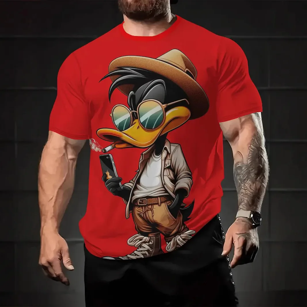 

Cross border hot selling trend creative versatile anime duck series 3D printed short sleeved men's casual round neck T-shirt