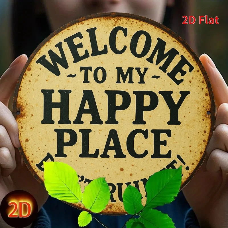 [2D Flat] 1pc Retro Round Metal Sign 