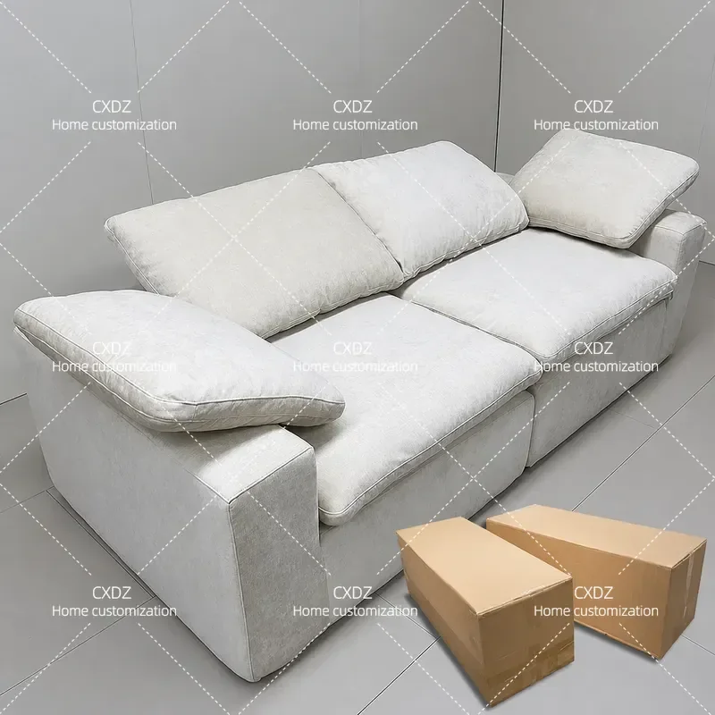 Modern Cream Style Cloud Sofa Simple Fabric Combination Couch for Living Room Comfortable Compression Design Home Furniture