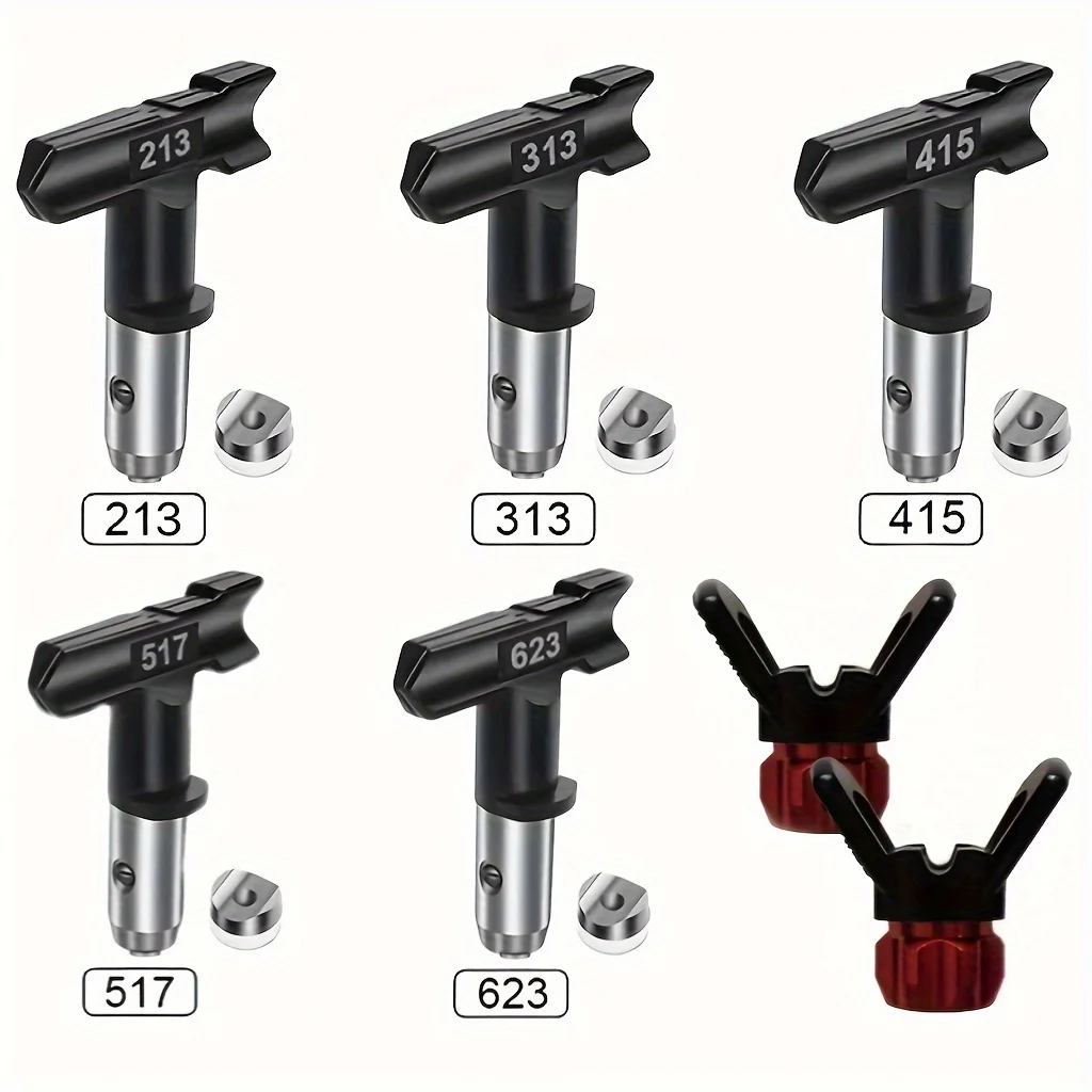 7pcs Spray Tips Airless Paint Spray Gun Sprayer Tip Guard Nozzle Seat Replacement For Airless Paint Spray Guns And Airless Spray