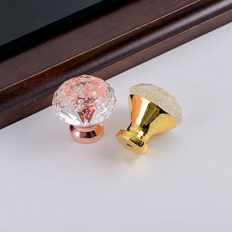 

Shower room raindrop transparent American crystal drawer glass wardrobe door handle European modern hardware cabinet handle