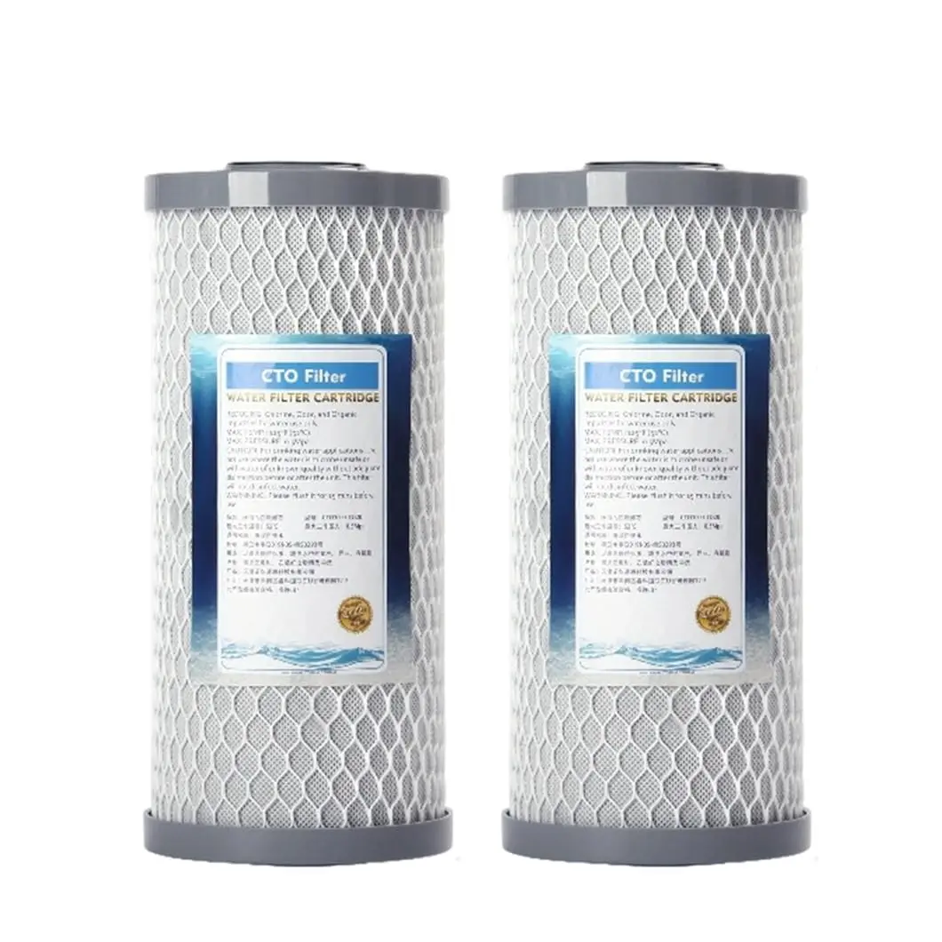 10 X 4.5 Inch Big Blue Coconut Shell Activated Carbon Block Water Filter Cartridge, 1 or 2 Pack for Whole House Systems