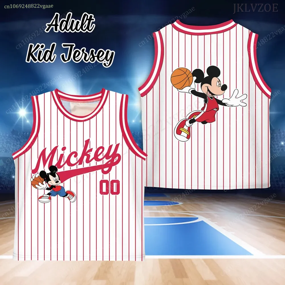 Disney Tank Top Mickey Mouse Basketball Jersey Kids Men Boys Clothes Children T Shirt Sportwear Uniform Vest Costume