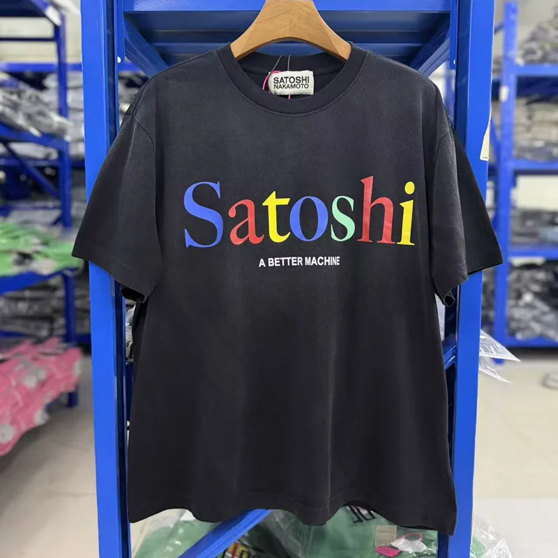 Men's Women's Street Style Letter Printed Satoshi Nakamoto T-Shirt Summer Round Neck Short Sleeve Stock