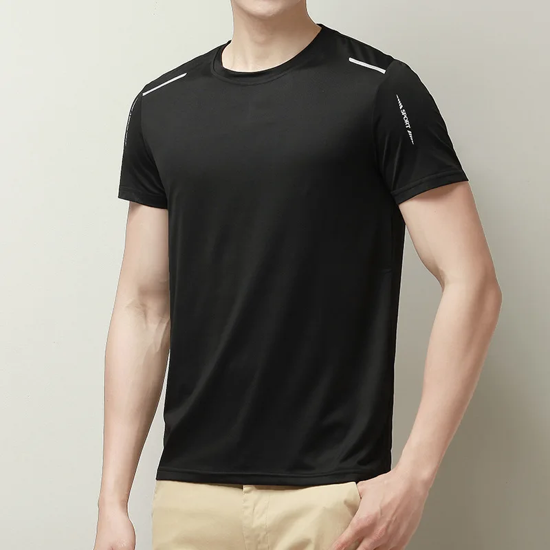 

AJHL Ice Silk Short Sleeved Loose High Elasticity Quick Drying Running Top Sports And Casual T-shirt With Half Sleeves