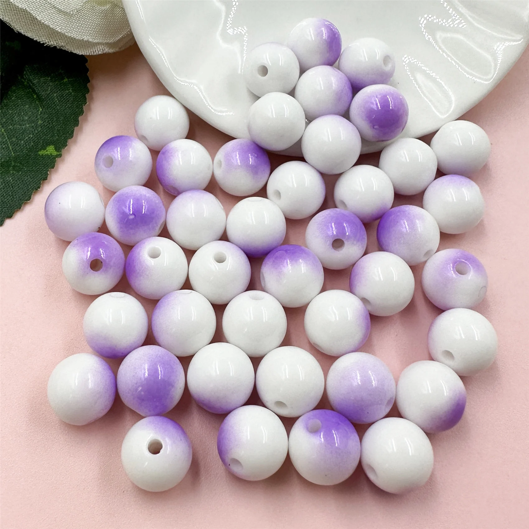 

8/10/12/16mm Acrylic Dual Color Round Loose Beads Handmade DIY Beading Material Necklace Bracelet Accessories