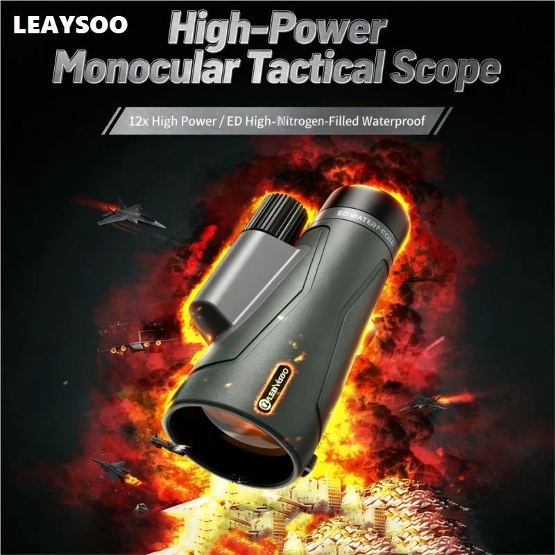 

Leaysoo 12X56 HD Monocular Telescope Professional BAK4 Prism IPX7 Waterproof Multi-Coated Lens for Bird Watching Hunting Hiking