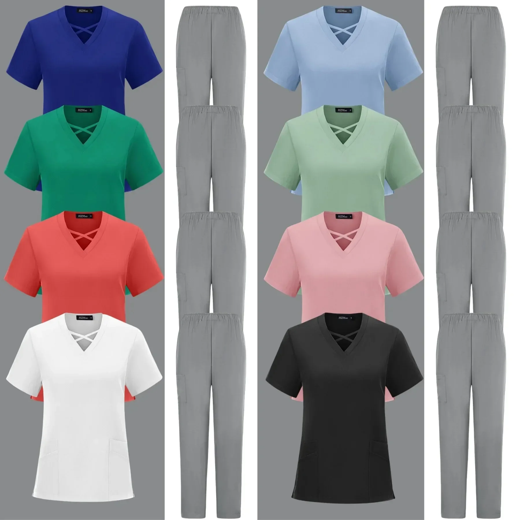 زي نسائي للدعك الطبي بأكمام قصيرة ، دعك ممرضة ، أطقم دعك للتمريض ، ملابس عمل سبا ، بيع بالجملة ، مستشفى