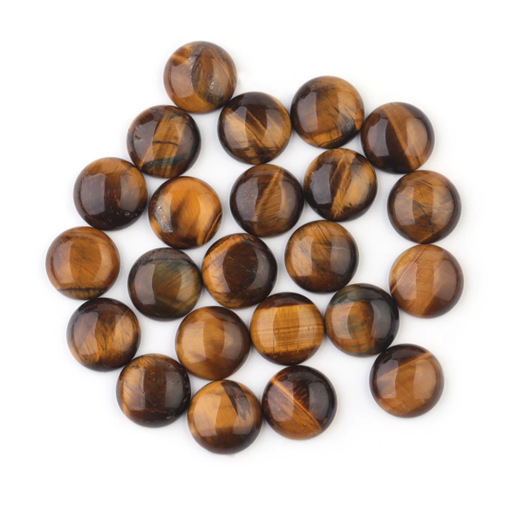 10Pcs/Lot 6 8 10 12 14-25mm Stone Cabochons Natural Stone Tiger Eye Cabochon Beads Round Smooth Gems Cabochon for Jewelry Making