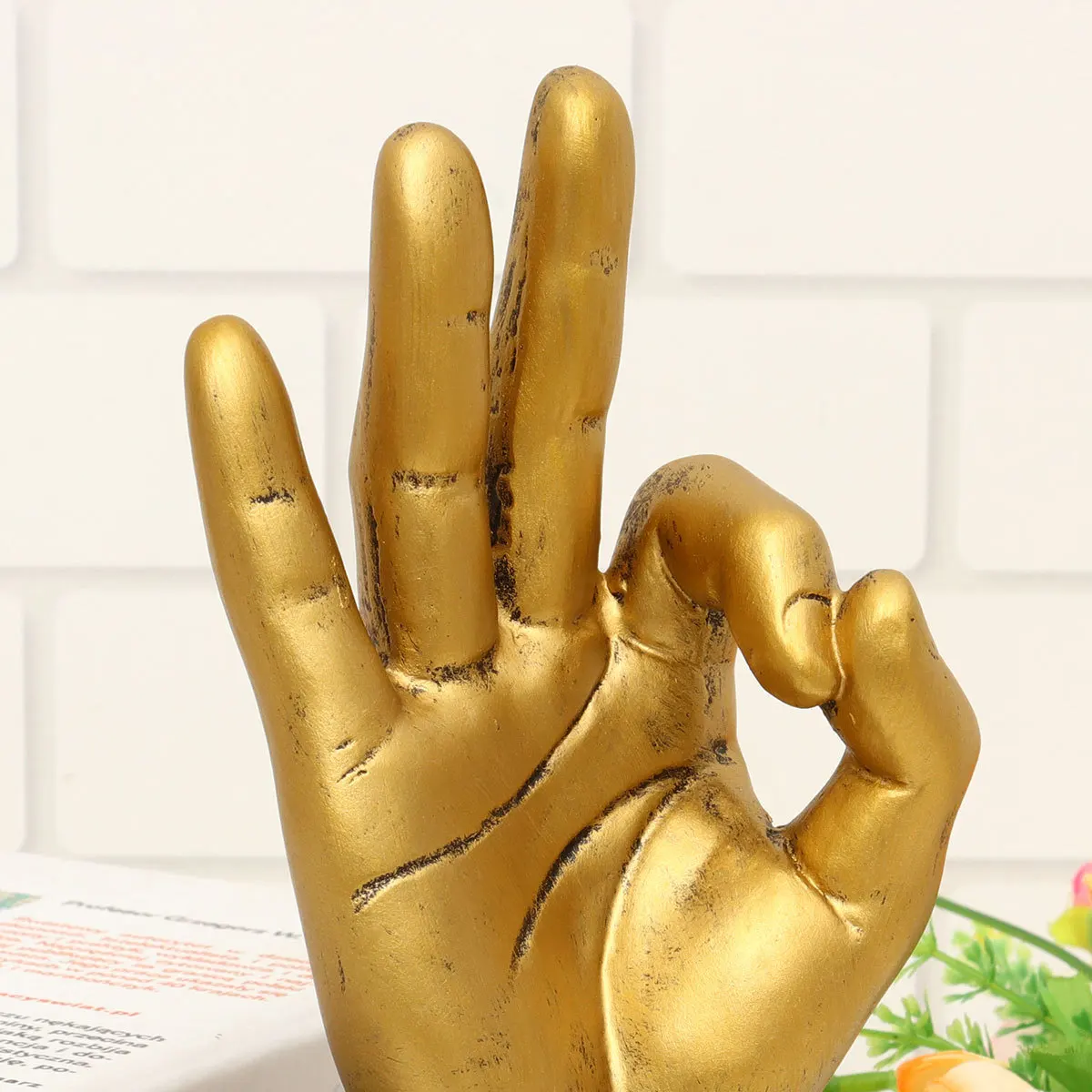 

1Pcs Success Hand Gesture Sculpture American Style Resin Ok Signal Ornament Decor Success Symbol