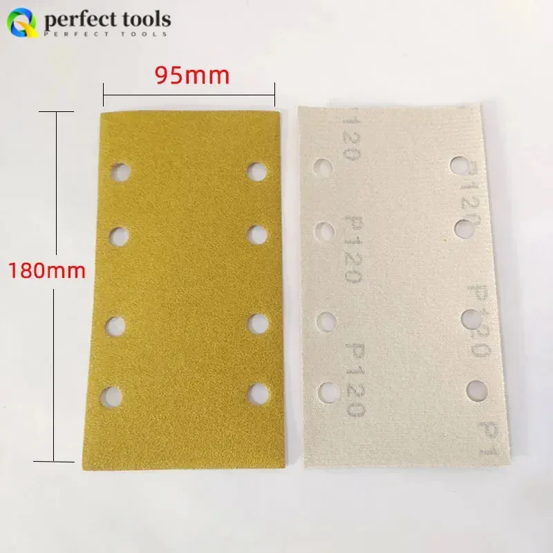 ورق صنفرة مستطيل 95/180 مللي متر 8 فتحات ذاتية اللصق يتدفقون الظهر المخملية ساندر الرملي المعجون الصنفرة
