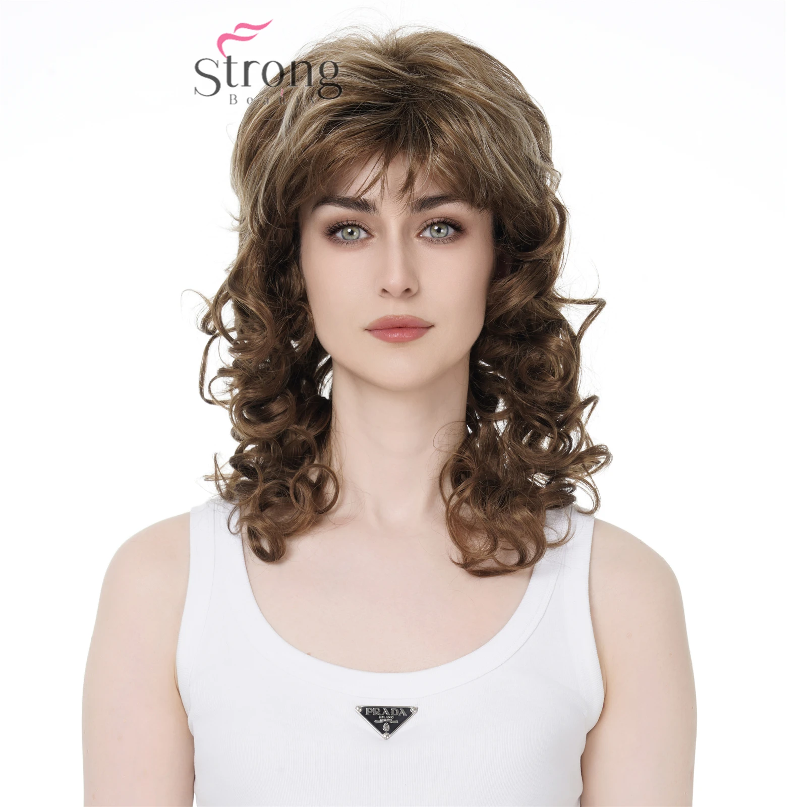 StrongBeauty parrucca da donna Auburn/capelli biondi lunghi ricci parrucche naturali sintetiche