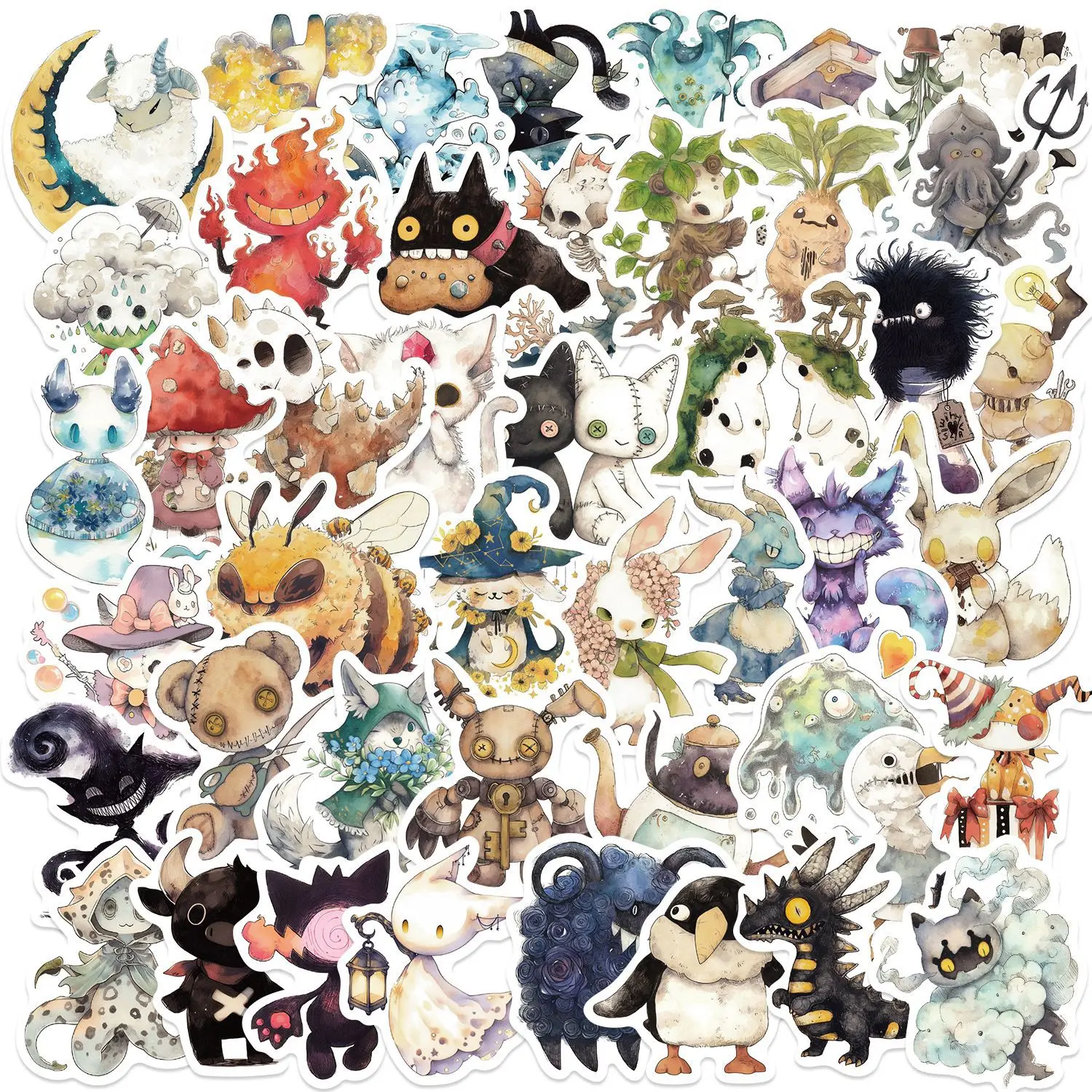 10/50PCS Ridiculous Fairy Tale Monster Sticker Pack Waterproof Laptop Skin Cute Guitar Kawaii Packaging Art Supplies Stationer﻿