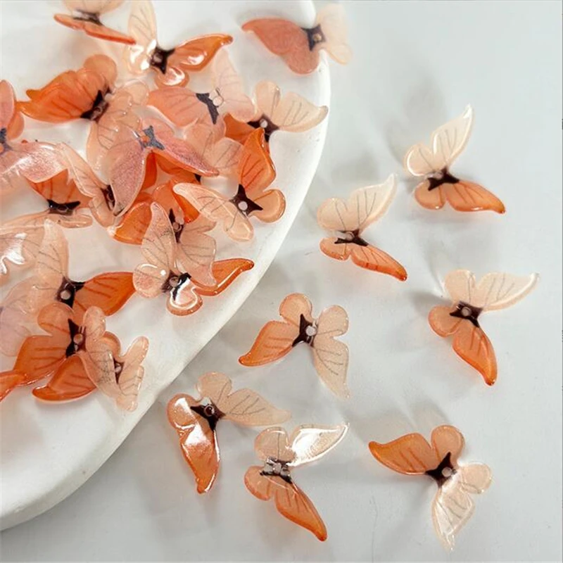 10Pcs/lot New Acetic Acid 3D Animal Butterfly Charm Resin Flower Connectors Diy Hair Earrings Jewelry Making Accessories