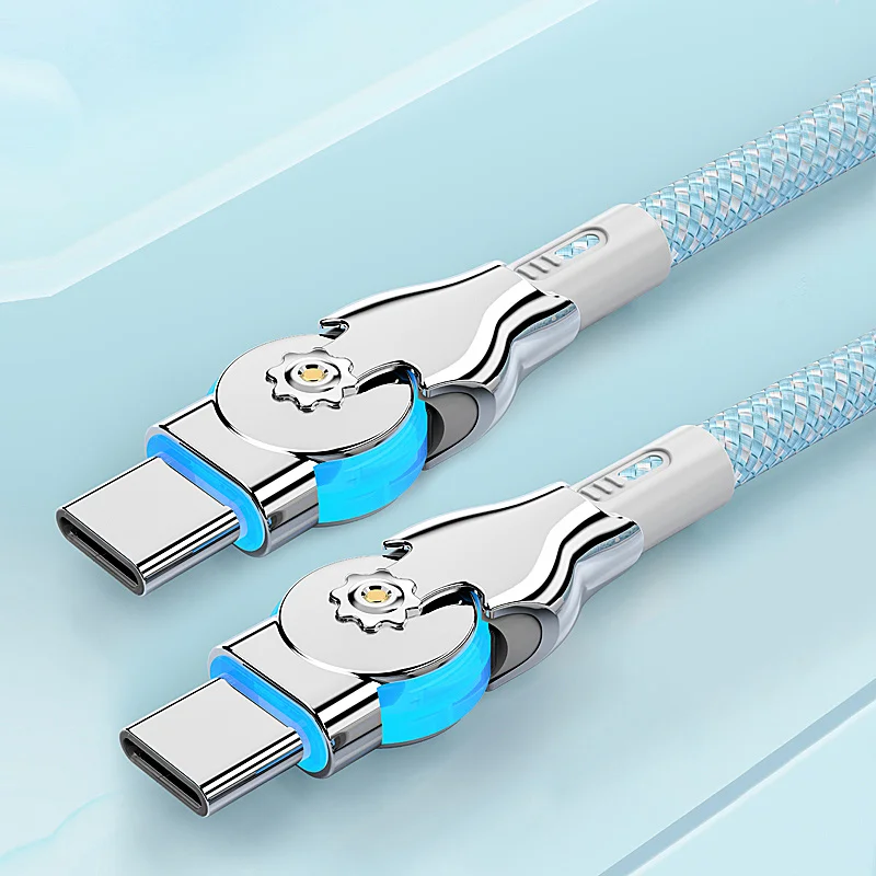 Double Head Type-c Double Elbow Rotatable PD65W Super Fast Charging Cable Suitable For IPhone 15 Male To Male For IPad To Pro