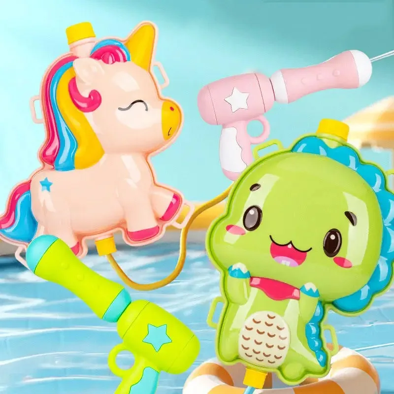 Children's Backpack 2000ml Water Gun Pull Type Large Capacity Storage Summer Funny Parent Interactive Cartoon Backpack Water Gun